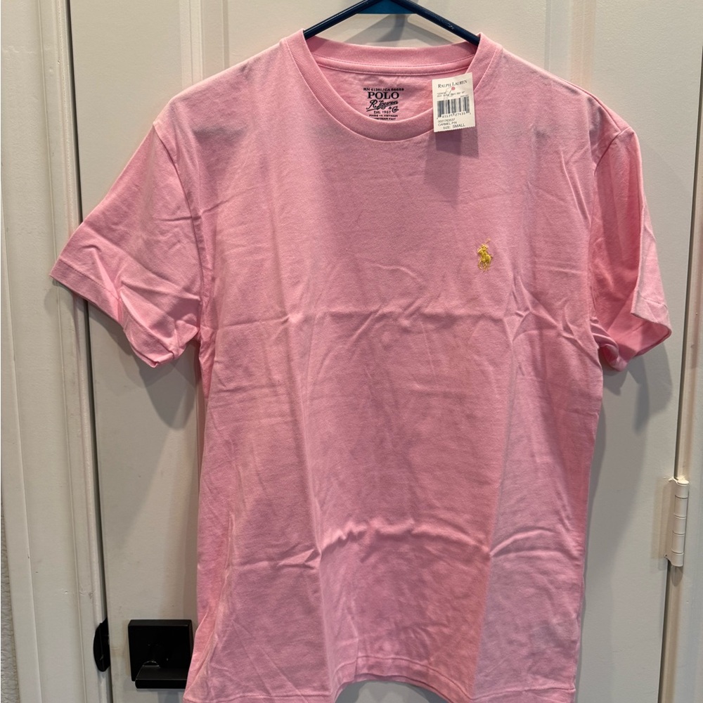 Ralph Lauren Pink Tee with Yellow Logo